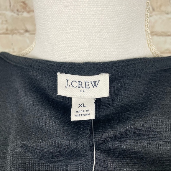 J. Crew Factory Textured Knit Wrap Dress Black XL AL924 Short Sleeves V-neck - Picture 6 of 9